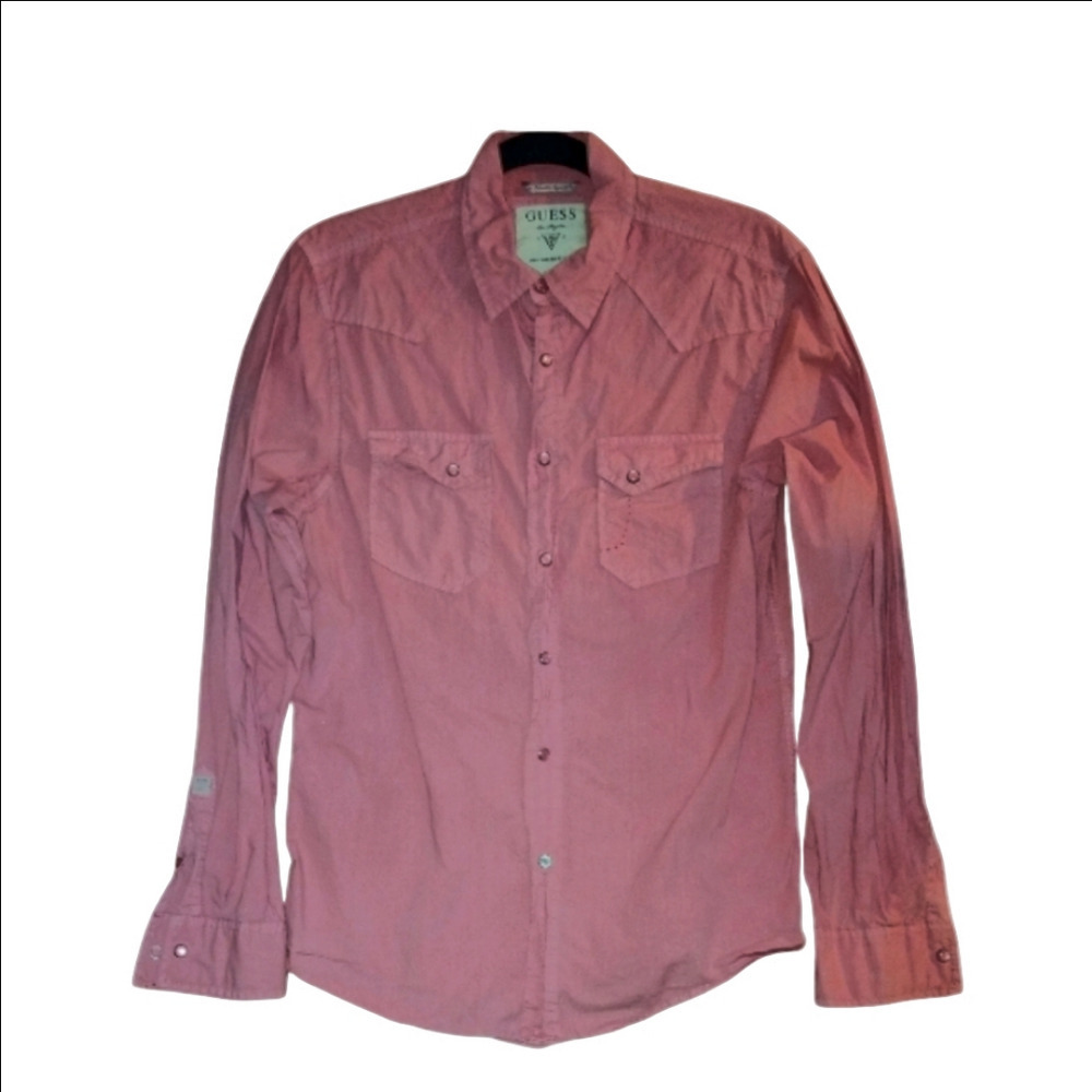 Guess Pink Button Down Casual Shirt Tailored Fit - Picture 3 of 9